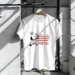 Patriotic Snoopy Wearing Uncle Sam Hat with American Flag Background 4th Of July T Shirt 6