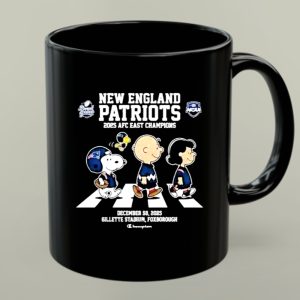 Patriots AFC East Champions December 28 2025 Snoopy And Peanuts Family Abbey Road 1 mug.jpg