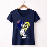 Patriots Bruins Snoopy Heart Hug 5 Womens V Neck