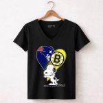 Patriots Bruins Snoopy Heart Hug 7 Womens V Neck