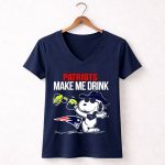 Patriots Snoopy Make Me Drink New England Football Peanuts Woodstock 5 Womens V Neck