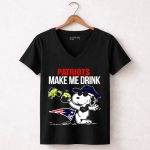 Patriots Snoopy Make Me Drink New England Football Peanuts Woodstock 7 Womens V Neck