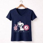 Peace Love Alabama Crimson Tide Snoopy Football Fan Gear 5 Womens V Neck