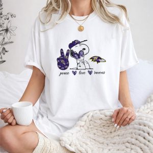 Peace Love Baltimore Ravens Snoopy Ravens 1 T Shirt