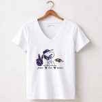 Peace Love Baltimore Ravens Snoopy Ravens 5 Womens V Neck