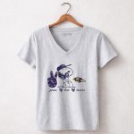 Peace Love Baltimore Ravens Snoopy Ravens 7 Womens V Neck