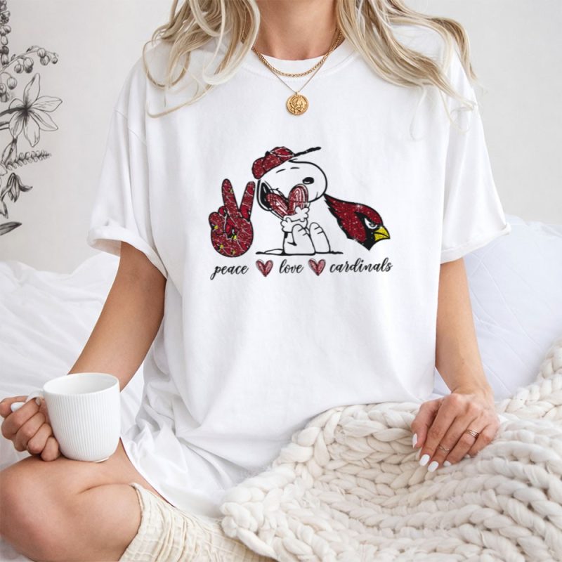 Peace Love Cardinals Snoopy Arizona Football 1 T Shirt