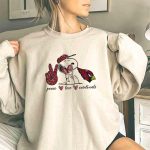 Peace Love Cardinals Snoopy Arizona Football 3 Sweatshirt