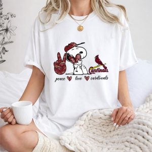 Peace Love Cardinals Snoopy Baseball Fan Shirt
