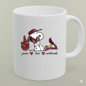 Peace Love Cardinals Snoopy Baseball Fan 1 mug.jpg