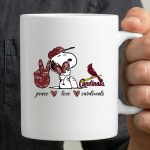 Peace Love Cardinals Snoopy Baseball Fan 3 mug.jpg
