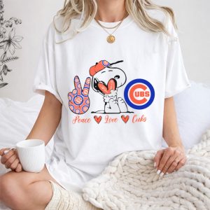 Peace Love Cubs Snoopy Chicago Cubs Baseball Shirt