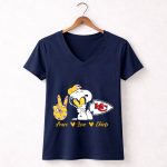 Peace Love Kansas City Chiefs Snoopy Nfl Emojis 5 Womens V Neck