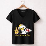 Peace Love Kansas City Chiefs Snoopy Nfl Emojis 7 Womens V Neck
