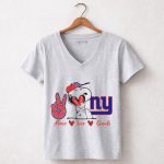 Peace Love New York Giants Snoopy Ny 7 Womens V Neck