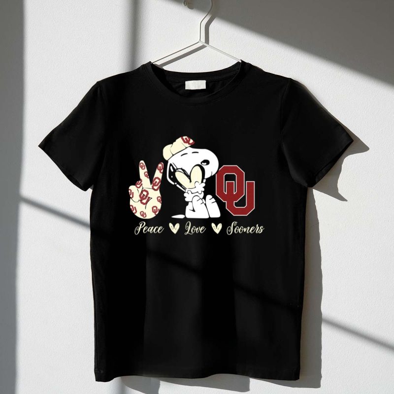 Peace Love Oklahoma Sooners Snoopy 1 T Shirt.jpg