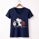 Peace Love Oklahoma Sooners Snoopy 5 Womens V Neck.jpg