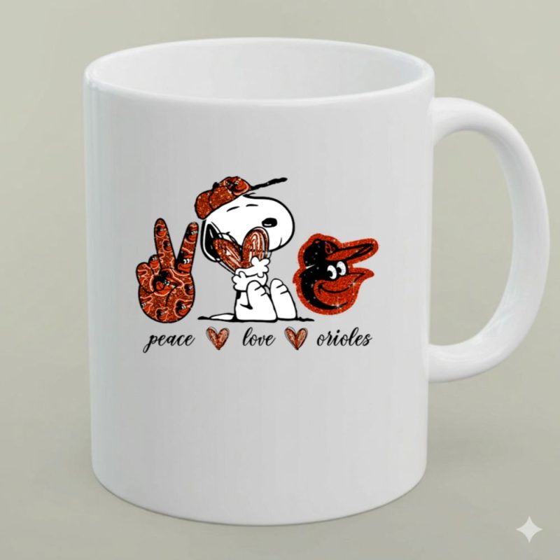 Peace Love Orioles Snoopy Cheerful Baltimore Baseball Spirit 1 Mug.jpg
