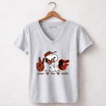 Peace Love Orioles Snoopy Cheerful Baltimore Baseball Spirit 7 Womens V Neck