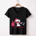 Peace Love Patriots Snoopy New England 7 Womens V Neck