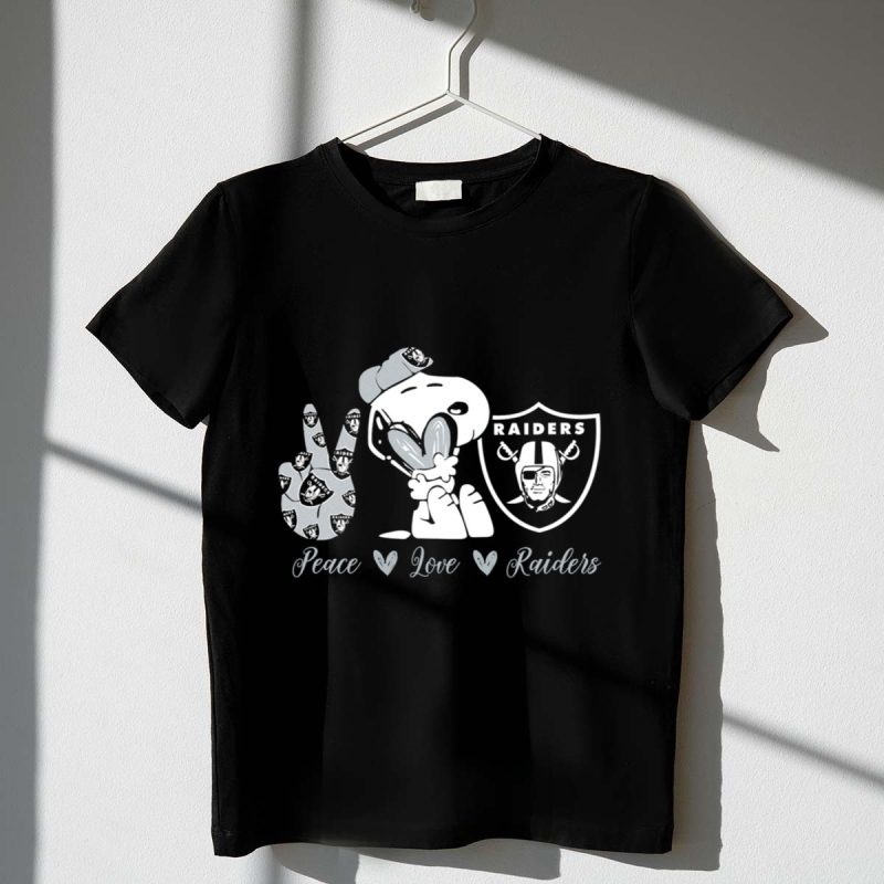 Peace Love Raiders Snoopy Football 1 T Shirt