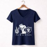 Peace Love Raiders Snoopy Football 5 Womens V Neck
