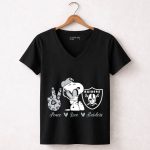 Peace Love Raiders Snoopy Football 7 Womens V Neck