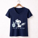 Peace Love Snoopy Philadelphia Eagles 5 Womens V Neck