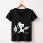 Peace Love Snoopy Philadelphia Eagles 7 Womens V Neck