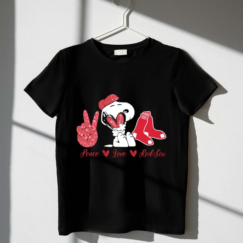 Peace Love Snoopy Red Sox 1 T Shirt