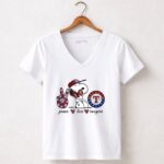 Peace Love Snoopy Texas Rangers 5 Womens V Neck.jpg