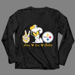 Peace Love Steelers Snoopy 4 Long Sleeves