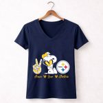 Peace Love Steelers Snoopy 5 Womens V Neck