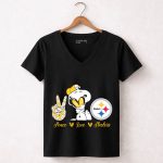 Peace Love Steelers Snoopy 7 Womens V Neck