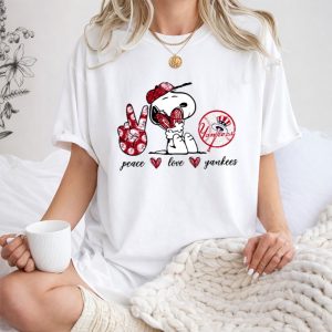Peace Love Yankees Snoopy New York Yankees Cap Shirt