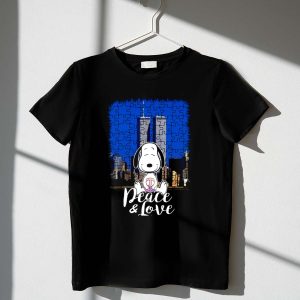 Peace and Love Snoopy 11th September The Peanuts Movie Twin Towers 1 T Shirt