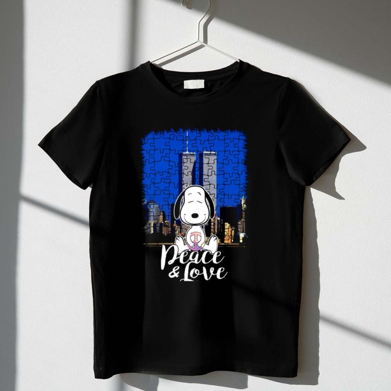 Peace And Love Snoopy 11Th September The Peanuts Movie Twin Towers 1 T Shirt