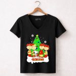 Peanuts Characters Christmas San Francisco 49ers Tree Snoopy Charlie Brown 5 Womens V Neck1