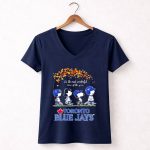 Peanuts Characters X Toronto Blue Jays Its The Most Wonderful Time Of The Year Autumn 5 Womens V Neck.jpg