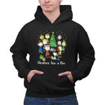 Peanuts Christmas Time Is Here Snoopy and Characters Around Christmas Tree T Shirt 2 1.jpg