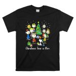 Peanuts Christmas Time Is Here Snoopy and Characters Around Christmas Tree T Shirt 6 1.jpg