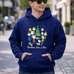 Peanuts Christmas Time Is Here Snoopy and Characters Around Christmas Tree T Shirt 8 1.jpg
