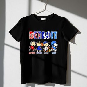 Peanuts Detroit Red Wings Pistons Tigers Lions Sports Team Shirt