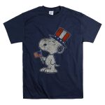 Peanuts Snoopy American Flag Top Hat USA T Shirt 7