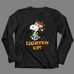 Peanuts Snoopy Christmas Lighten Up with Holiday Lights and Santa Hat T Shirt 4 1.jpg