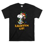 Peanuts Snoopy Christmas Lighten Up with Holiday Lights and Santa Hat T Shirt 6 1.jpg