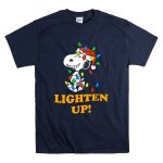 Peanuts Snoopy Christmas Lighten Up with Holiday Lights and Santa Hat T Shirt 7 1.jpg