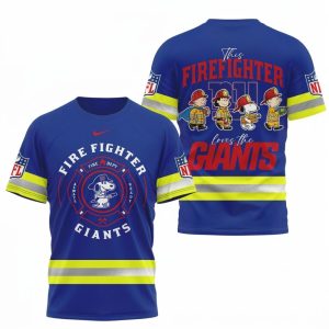 Peanuts Snoopy Firefighter New York Giants All Over Print T Shirt 1.jpg