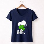 Peanuts Snoopy Hugging Green Shamrock 5 Womens V Neck