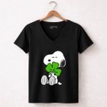 Peanuts Snoopy Hugging Green Shamrock 5 Womens V Neck1